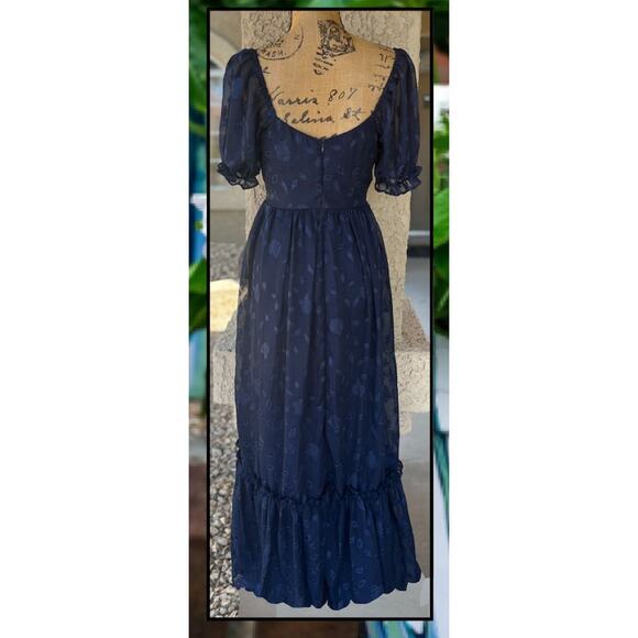 Lulus Navy Sweetness floral Burnout Phenomenal Maxi Dress Size M - Picture 5 of 9